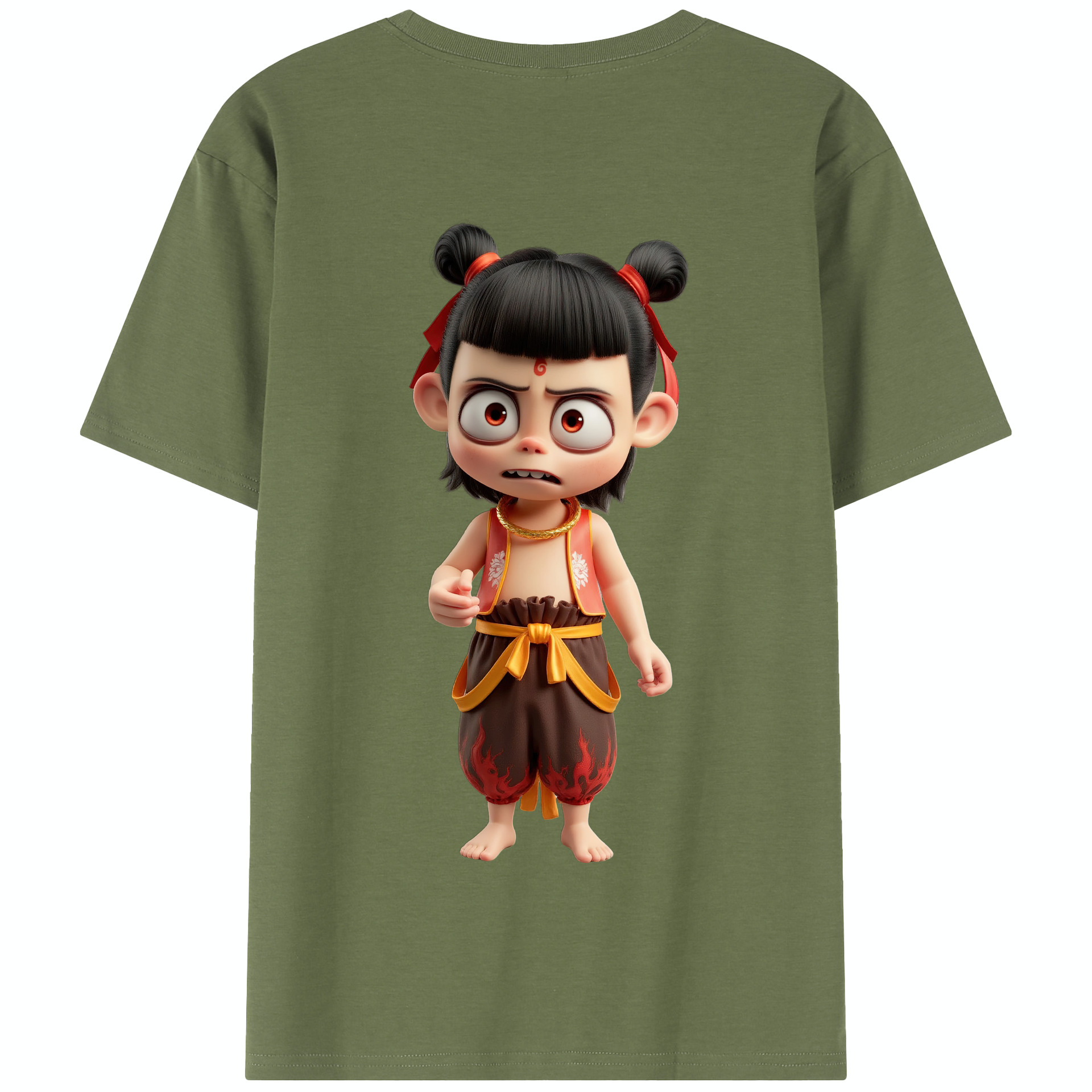 （画像用） Ne Zha 2 ナタ 魔童の大暴れ 綿100％半袖Tシャツ（背面プリント）